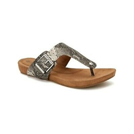 

GIANI BERNINI Womens Gray Buckle Accent Adjustable Rivver Round Toe Slip On Thong Sandals 6 M