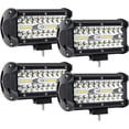 thumbnail image 1 of Barra de luces LED de 4 x 120 W y 7 pulgadas, luces de trabajo impermeables para vehículos todoterreno UTV, ATV, SUV, camiones, tractores, camionetas (4 piezas), 1 of 5