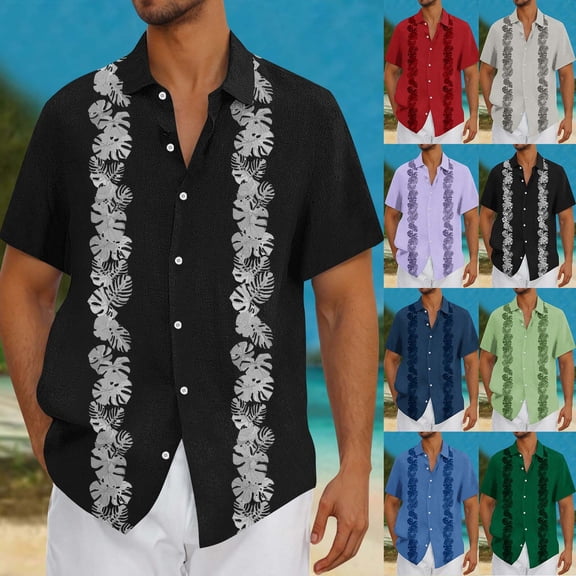 Cllios Hawaiian Shirts for Men Funny Floral Print Beach Tops Quick Dry Cuban Collared Short Sleeve T-shirts Casual Button Down Bowling Shirts M-4XL