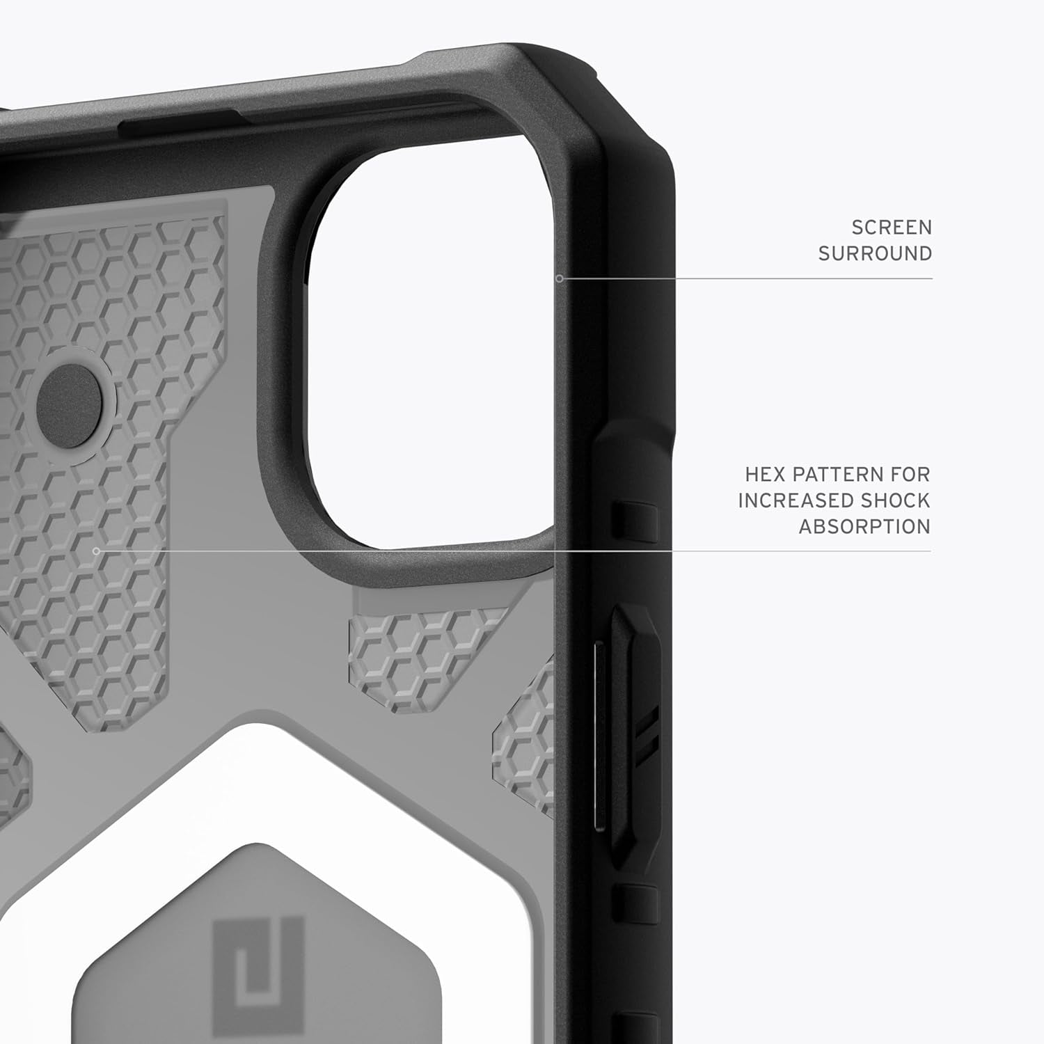 UAG iPhone 15 Case 6.1" Pathfinder Clear Ash/Black Built-in Magnet Compatible with MagSafe Charging Rugged Transparent Dropproof Protective Cover by URBAN ARMOR GEAR