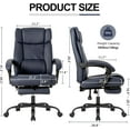 thumbnail image 2 of Executive Office Chair with Footrest,90-155°Adjustable Reclining Office Chair,Thick Leather Chair with Lumbar Support,Ergonomic Computer Desk Chair Comfy for Home Office (Blue), 2 of 14