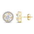 thumbnail image 2 of Moissanite Stud Earrings 1.20CT 5MM Lab Created Diamond In 18K Yellow Gold Over Sterling Silver Earrings for Women Men D Color VVS1 Clarity Brilliant Halo Earring Studs, 2 of 4