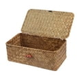 thumbnail image 1 of Caja de almacenamiento Moosky de mimbre con forma de cestas de hierba marina con tapa, tamaño pequeño, 1 of 6