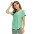 thumbnail image 3 of Baqcunre Womens Tops,New Loose Yoga Breathable Sports Casual Elastic Quick Drying Top T Shirt Workout Tops for Women,Gym Tops for Women Shirts for Women Green S-XXL, 3 of 5