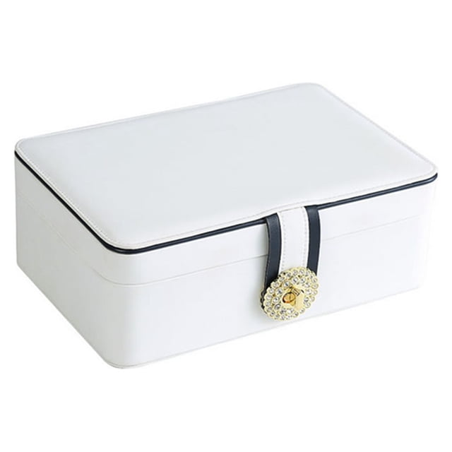 yingyy Jewelry Box Storage Earrings Organizer Double Layer Ring Case Pendants Fashionable Storing Packaging Container White White