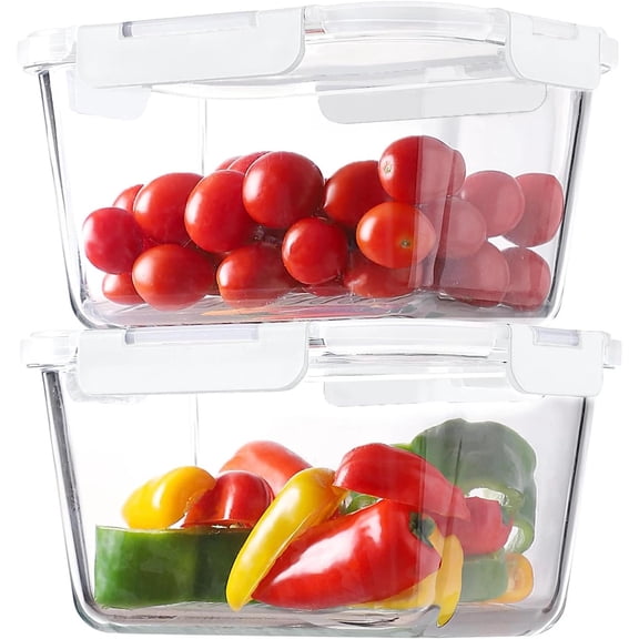 4 Pieces 63Oz/8Cup Large Glass Food Storage Containers with Lids, Meal Prep Cont