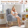 thumbnail image 3 of Muumblus Teddy Glider Rocking Chair for Baby Nursery, High Back, Indoor, Light Gray, 3 of 9