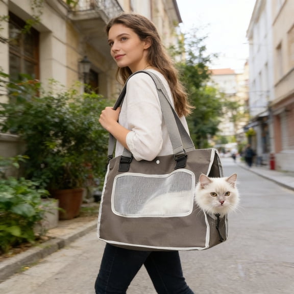 FeiFu Breathable Mesh Cat Small Dog Purse Carrier Tote Bag for Small Dogs,Cats, Rabbits Pet Purse Carriers for Outdoor,Travel