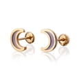 thumbnail image 5 of Aretes de oro 14k GIALLO Broquel Lunas de oro amarillo con madre perla, 5 of 5