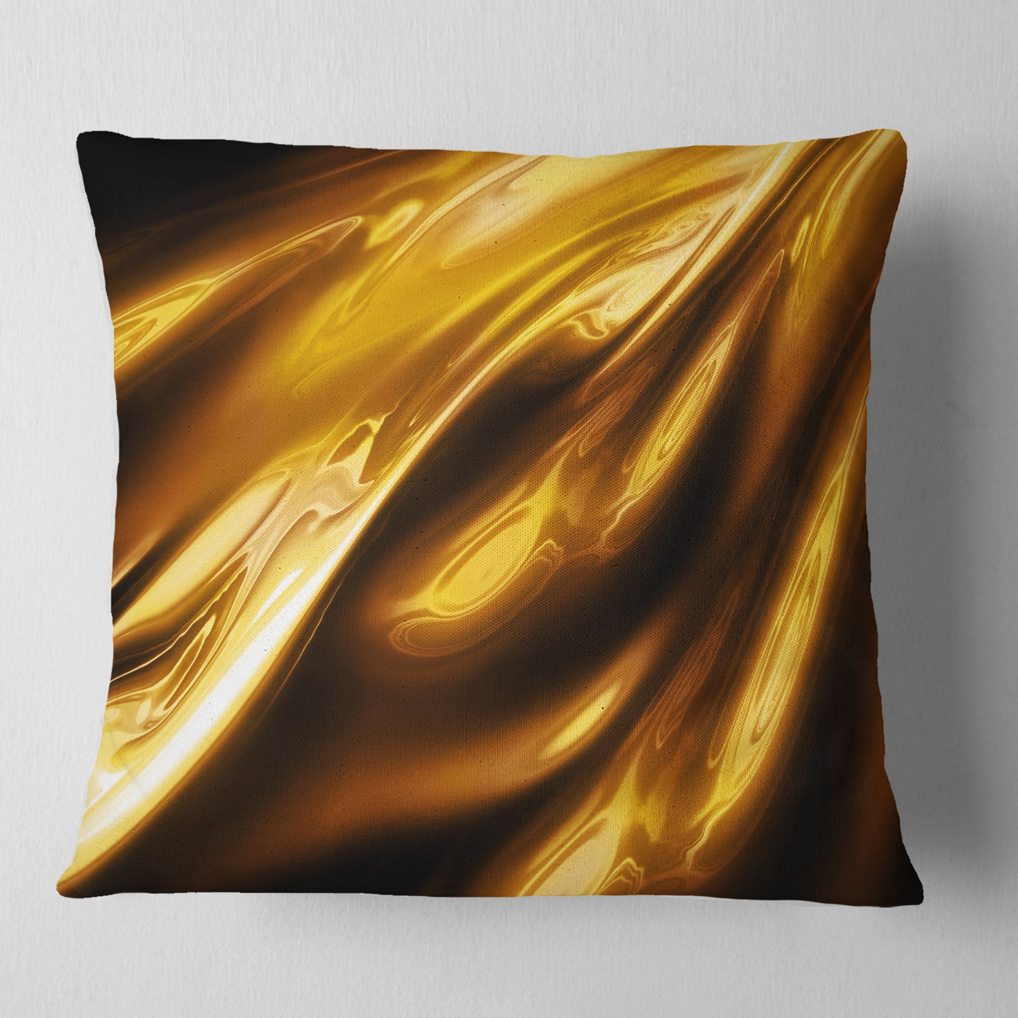 Designart Liquid Gold Texture Pattern - Abstract Throw Pillow - 16x16