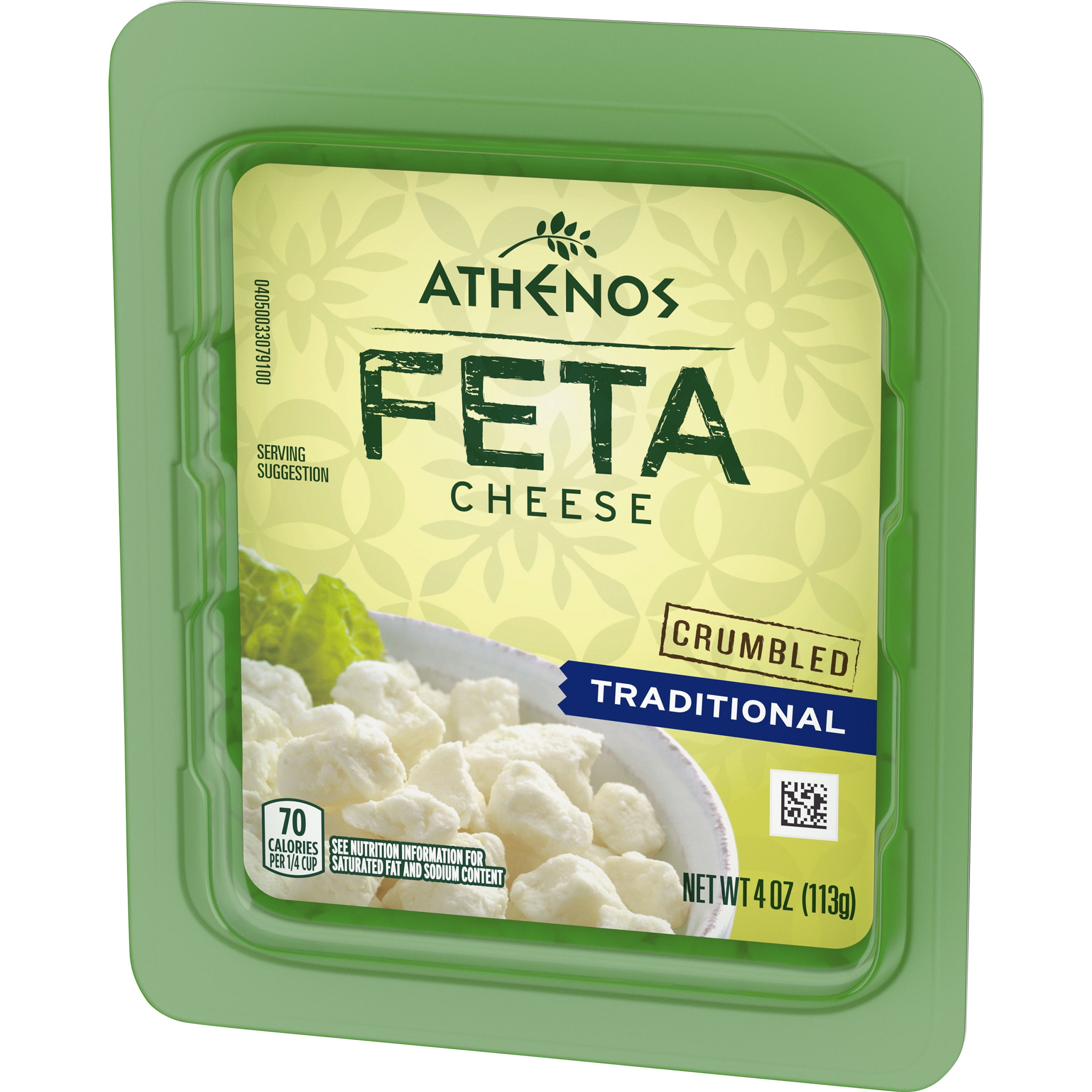 Athenos Traditional Crumbled Feta Cheese, 4 oz Tub, Refrigerated