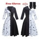 thumbnail image 2 of Cruella de vil cosplay costume 2 styles women gown black white maid dress with gloves hoodie skirt wigs outfits halloween party, 2 of 4
