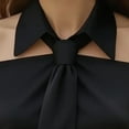 thumbnail image 3 of ZOELNIC Women's Off-Shoulder Tie Neck Shirt Solid Color Slim Fit Blouse for Elegant Casual, L, 3 of 6