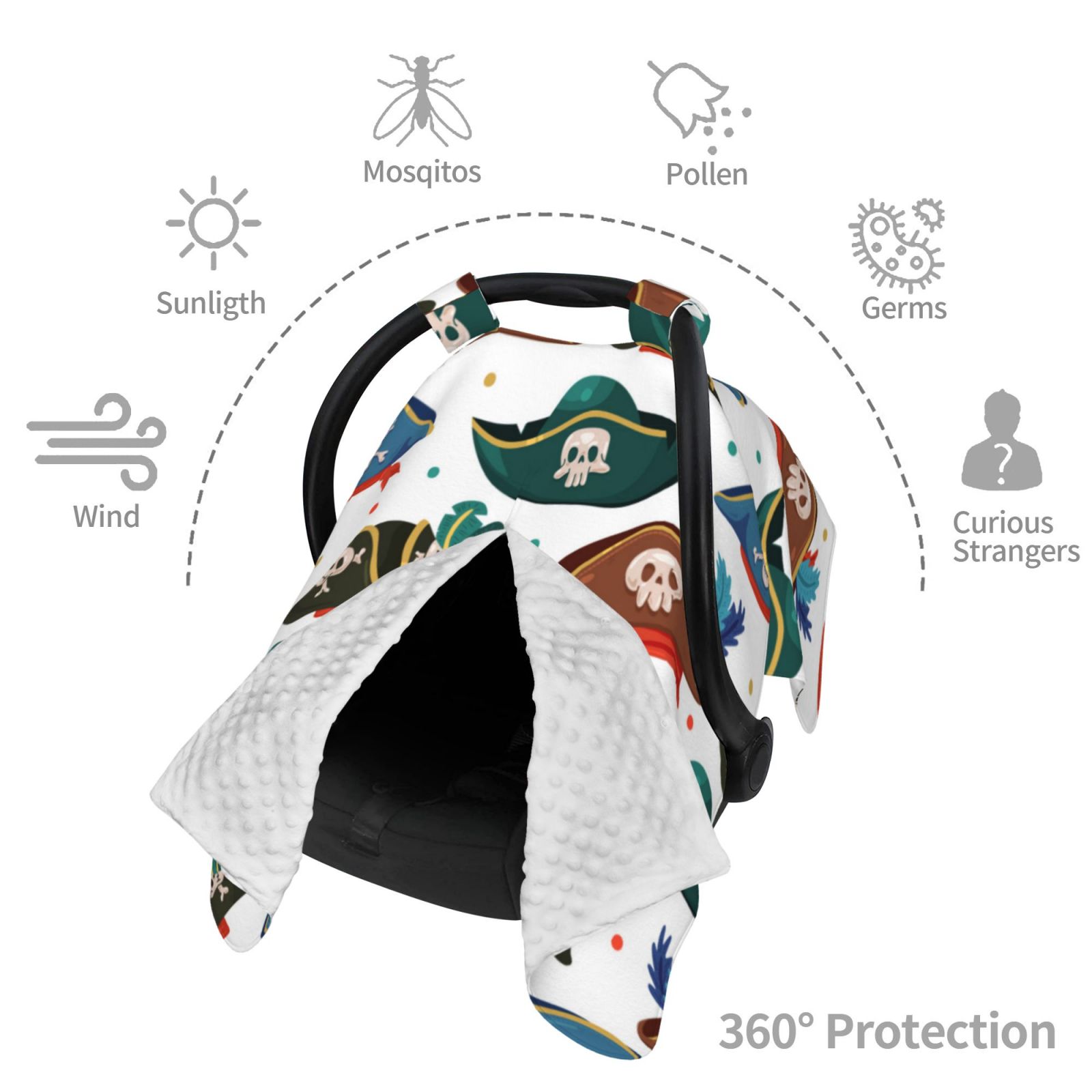 Car Seat Cover Baby - Pirate Hats Breathable Infant Car Seat Cover for Baby Carseat, Lightweight Comfort Baby Essentials Must Haves Newborn Stuff for Girl Boy