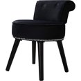 thumbnail image 3 of Vanity Stool Chair Makeup with Low Back, Makeup Vanity Chair, Make-up Chairs for Vanity with Wood Legs and Round Padded, Black, 3 of 7