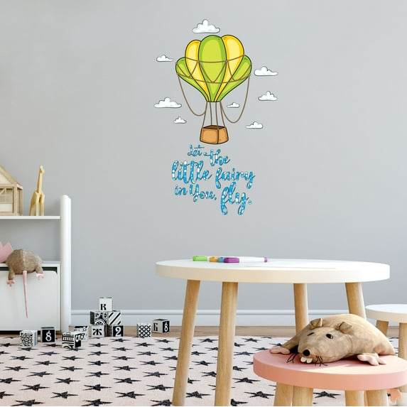 Home Wall Decal - Let Little Fairy in You, Fly - Cute Hot Air Balloon Design Inspirational Quote with Cute Hot Air Balloon - Proudly Hand Made Decal - Size: 18 In(W) x 30 In(H)