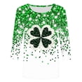 thumbnail image 2 of TaTaai Women Crew Neck 3/4 Sleeve St. Patrick's Day Green Print Loose Top Casual Fashion T-Shirt Ladies Spring Holiday Gathering Wear Lightweight Breathable Non-See-Through No Fading Top Gift, 2 of 5