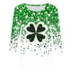 thumbnail image 2 of TaTaai Women Crew Neck 3/4 Sleeve St. Patrick's Day Green Print Loose Top Casual Fashion T-Shirt Ladies Spring Holiday Gathering Wear Lightweight Breathable Non-See-Through No Fading Top Gift, 2 of 5