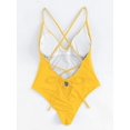 thumbnail image 2 of Women's Sexy Bathing Suits Solid Color Criss Cross Open Back One Piece Swimwear, 2 of 5