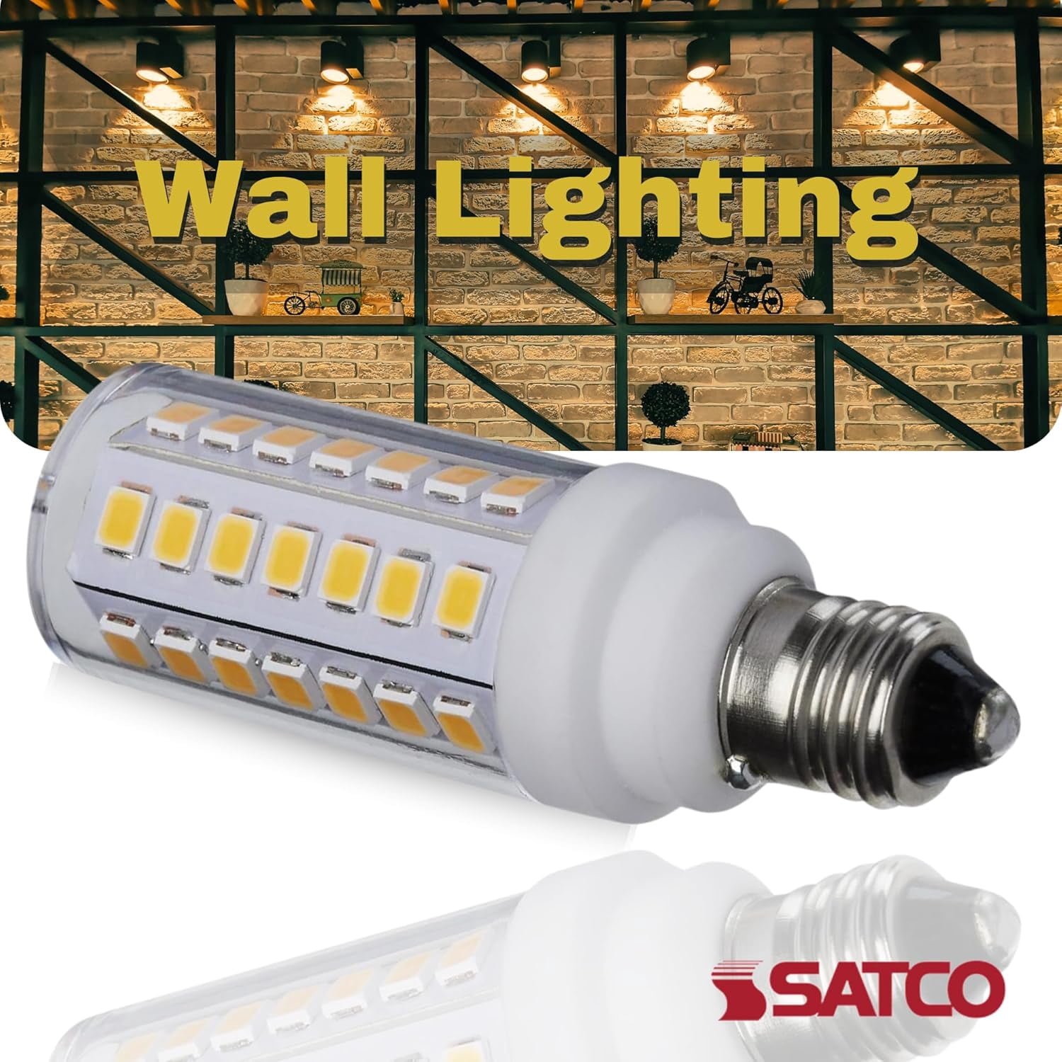 SATCO S12135 T6 Mini LED Light Bulb 5 Watt 120V E12 Candelabra Base 5000K 550 Lumen Dimmable (12 Pack)