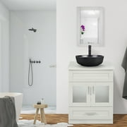 ELECWISH 24 Vanity Bathroom Cabinet with Mirror and Vessel Sink Bowl Faucet Combo Set