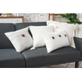 thumbnail image 4 of Cream Tone Envelope Embroidered Accent Throw Pillow, 18" x 18" w/ Decorative Wooden Button, 4 of 5