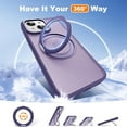 thumbnail image 4 of Dteck Case for iPhone 14 Plus,Magnetic Rubber Case Matte PC Mag-Safe with 360°Rotating Invisible Ring Stand Military Grade Shockproof Back Cover,Purple, 4 of 6