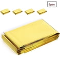 thumbnail image 1 of Manta de emergencia Mylar para exteriores, manta reutilizable, impermeable y resistente al viento para senderismo, acampada, primeros auxilios, uso multiusos, incluye 1 silbato de supervivencia (5, 1 of 6