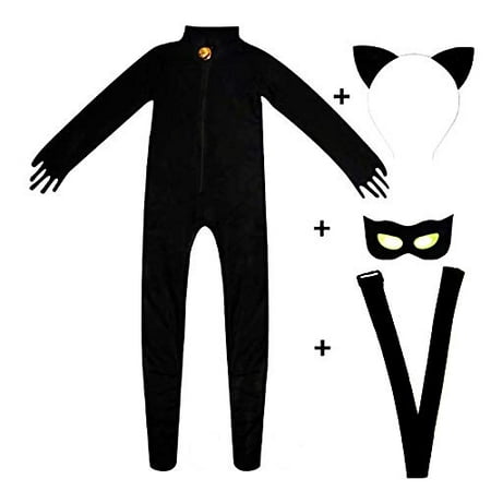 Kid's Miraculous Ladybug Cat Cosplay Jumpsuit Boy's Girls Costume Black Cat Noir Cosplay