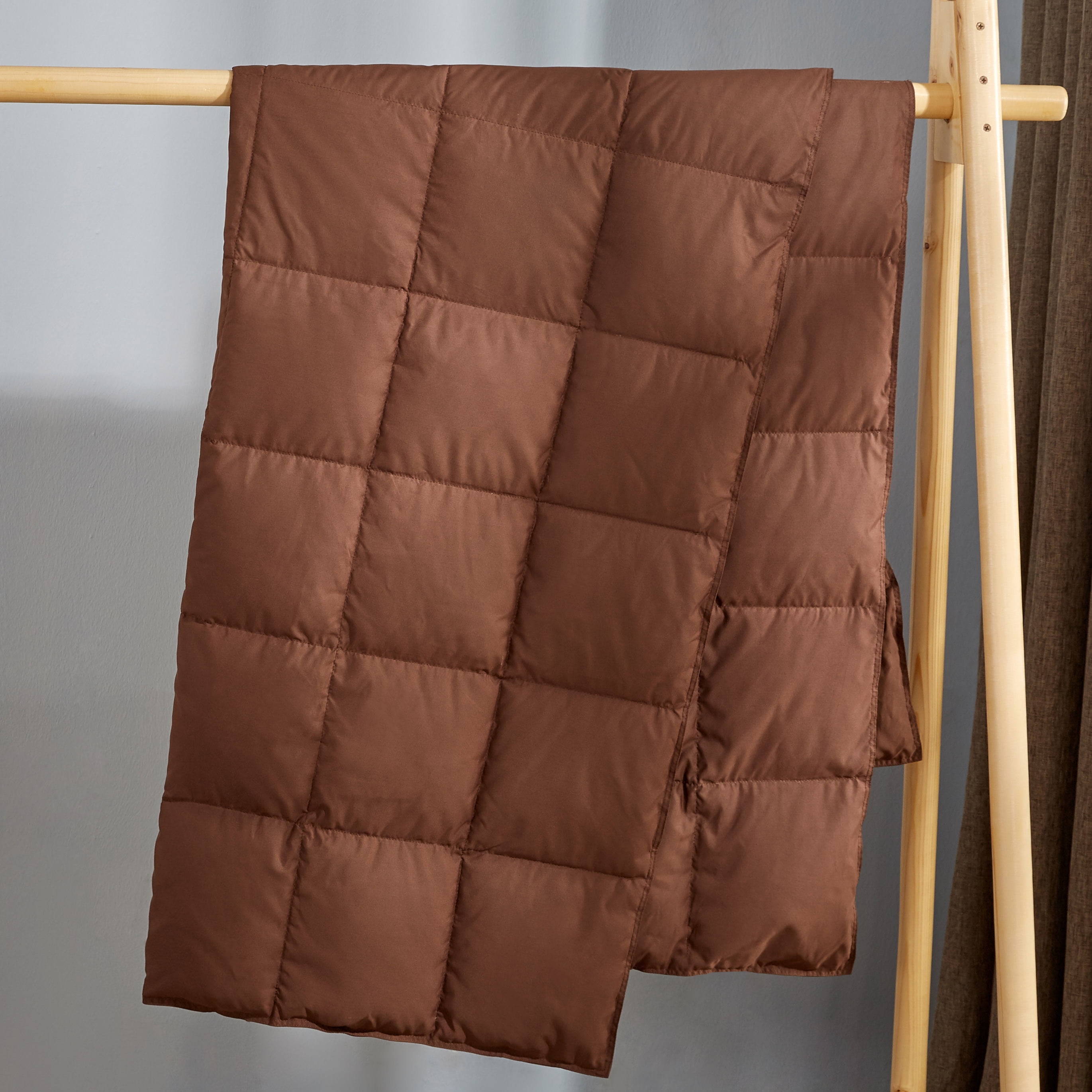 Puredown Packable Down Throw Blanket, Down-proof Fabric, 50x70'', Chocolate