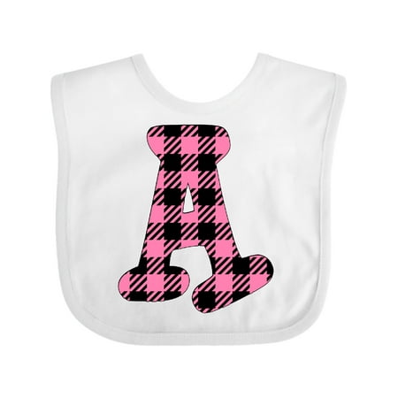 

Inktastic Pink Buffalo Plaid Initial a Gift Baby Boy or Baby Girl Bib