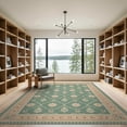 thumbnail image 2 of ODIKA 9'x12' Sage Green Floral Medallion Tufted Washable Area Rug Classic Botanical Motif With Ornate Border Framework And Vintage Non-Slip, Chair-Friendly for Dining Room, Basement, Large Office, 2 of 7