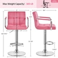 thumbnail image 3 of Taburete de Bar Yaheetech de Terciopelo Giratorio Ajustable Rosa 92-113 cm, 3 of 9