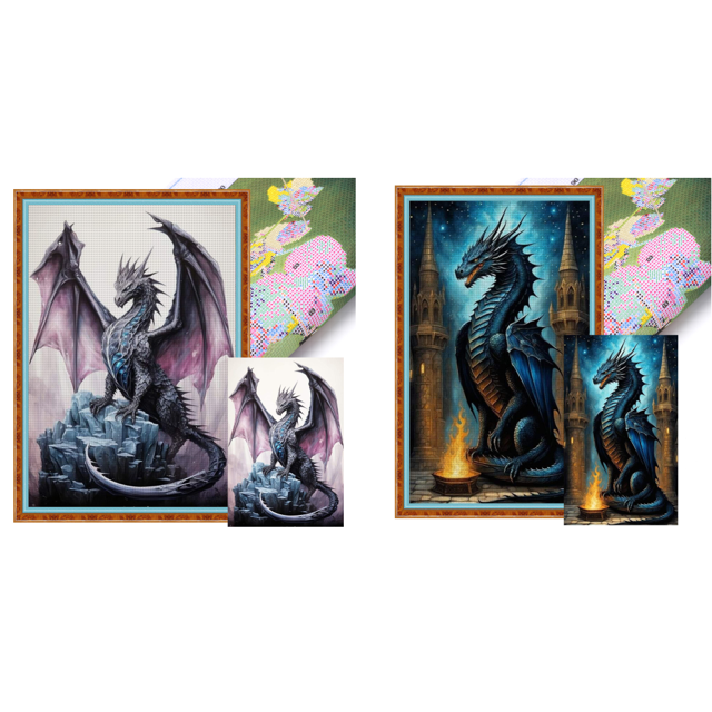 Kit Punto Cruz Con Dragón Impreso Hilo Algodón Ecológico Bordado 11CT 40x60cm