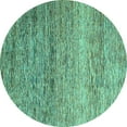 thumbnail image 1 of Ahgly Company Machine Washable Indoor Round Oriental Turquoise Blue Modern Area Rugs, 3' Round, 1 of 4