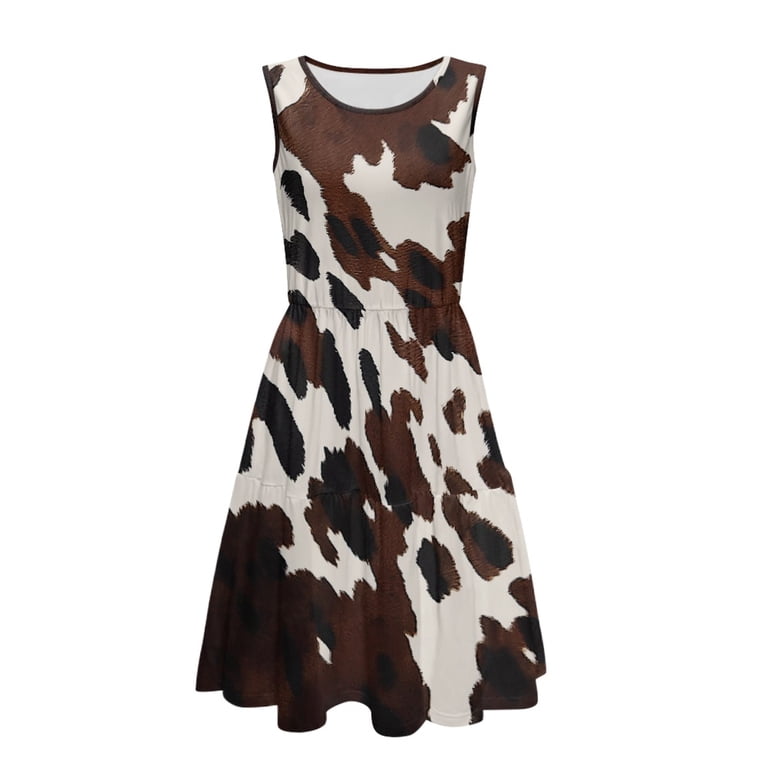 brown cow print mini dress Lola Cow Print Mini Dress (Brown)