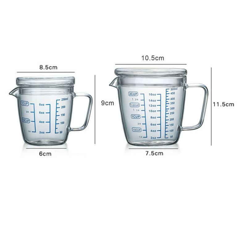 Glass Measuring Cup with Lid, Graduated Beaker Mug with Handle, Kitchen  Baking Liquid Measuring Cup, Multi-scale Heat-resistant Borosilicate Glass  Cup