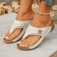 thumbnail image 6 of Miluxas Wedge Sandals for Women Summer Casual T Straps Clip Toe Flip Flops Lightweight Comfortable Ladies Beach Shoes Slides White 8.5(41), 6 of 9