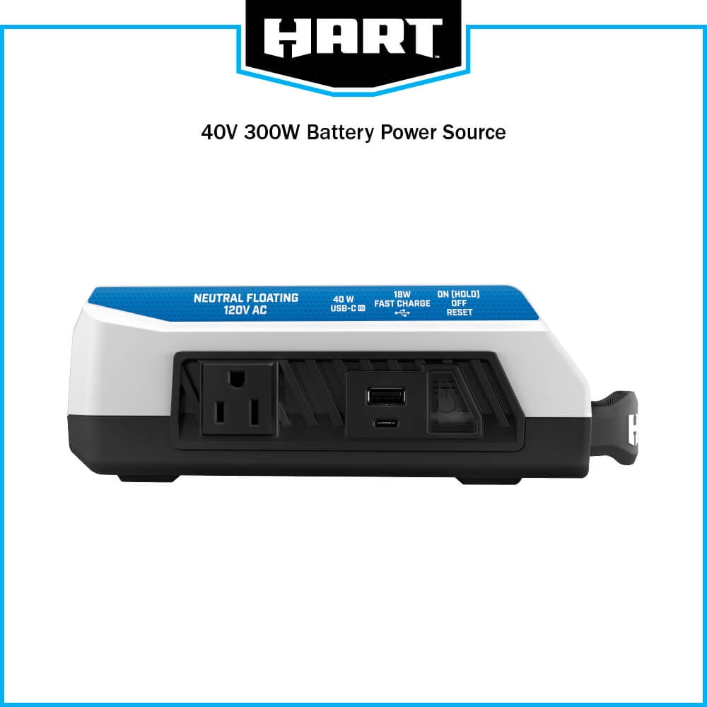 HART 40V 300 Watt Battery Powered Power Source with LED Light and Carry Handle (Battery Not Included)