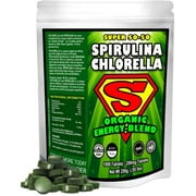 Spirulina Chlorella Cracked Cell Wall Super 50-50 Super-Pack 1,000 Tablets). Raw, Gluten-Free Non-GMO Green Superfood. High Protein, Chlorophyll & nucleic acids. No preservatives, No Fillers