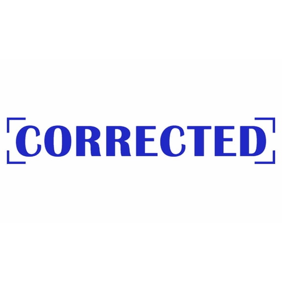 Printtoo Corrected Self Inking Rubber Stamp Pre-Inked Office Stamp- Home Office Business Stationery, Blue- 42 x 9 mm