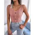thumbnail image 6 of Women'S V Neck Buttons Knit Tank Tops Summer Casual Sleeveless Shirts Sweater Vest Pink L, 6 of 10