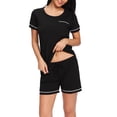 thumbnail image 4 of Pijamas de para Mujer Conjunto de Pijama de Manga Corta con Pantalones Cortos de Dos Piezas Conjuntos de Pijama nine bull  S, 4 of 8