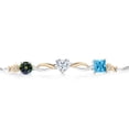 thumbnail image 2 of Gem Stone King 925 Silver and 10K Yellow Gold Green Mystic Topaz Moissanite Swiss Blue Topaz and Lab Grown Diamond Tennis Bracelet for Women By Keren Hanan (2.15 cttw, Adjustable up To 9 inch), 2 of 4