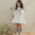 thumbnail image 2 of RMGVDSD Girls Dresses Elegant Little Girl's Long Sleeve Shirt Dress Collar Layered Ruffle Tiered Dress School Casual Sundress 5-6 Years, 2 of 8