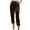 Brown, variant on Women's Solid Color Elastic Waist Straight Casual Pants, Ankle-Length Velvet Harem Joggers for Winter, Regular Fit Velour Pants