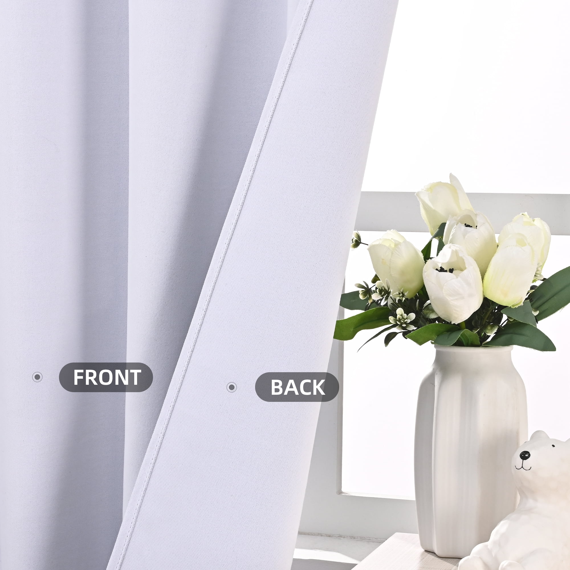 Alishomtll Blackout Curtains 84 Inch Length Color Block Grey Stripe Bow Design Thermal Insulated Window Drapes for Bedroom Living Room,52"x 84", 2 Panels