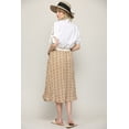 thumbnail image 4 of Made by Johnny Women's High Elastic Waist Pleated Mid A-Line Swing Skirt S WHITE_CAMEL, 4 of 6