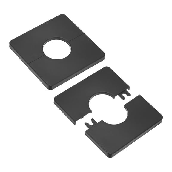 2-Pack Wall Split Flange, for 32mm OD Pipe ABS Escutcheon Plate Square Self-Adhesive Plumbing Cover Plates [Black]