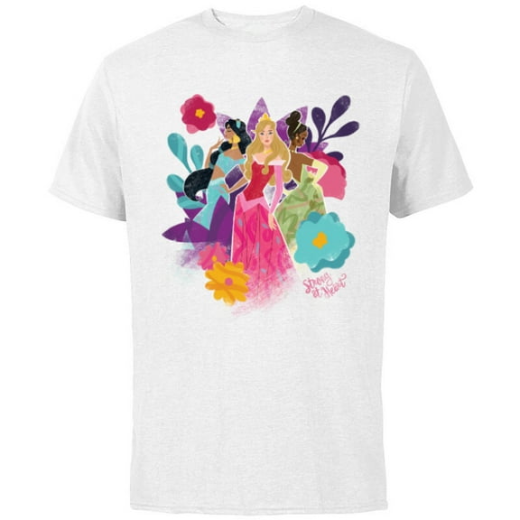 Disney Princess Jasmine Aurora and Tiana Strong at Heart - Short Sleeve Cotton T-Shirt for Adults - Customized-White
